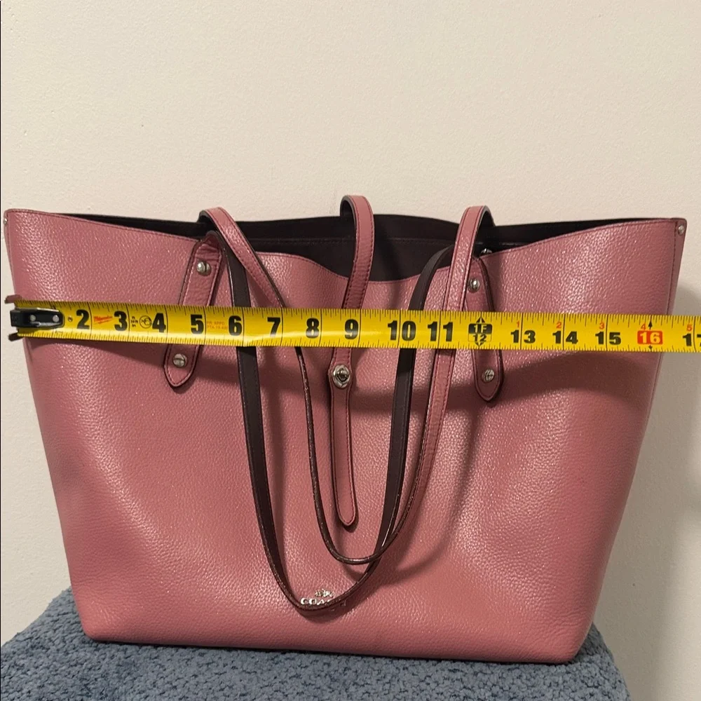 Coach Dusty Rose Leather Tote Glitter Rose Pink - Picture 8 of 14